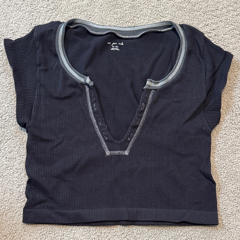 Urban Outfitters Women's Black Ribbed Top